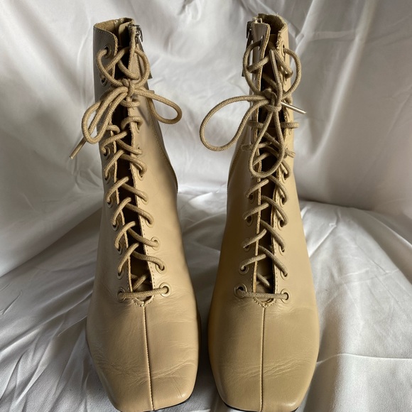 Beige Lace Up Zara Heeled Boots - EU 37 - Picture 2 of 4